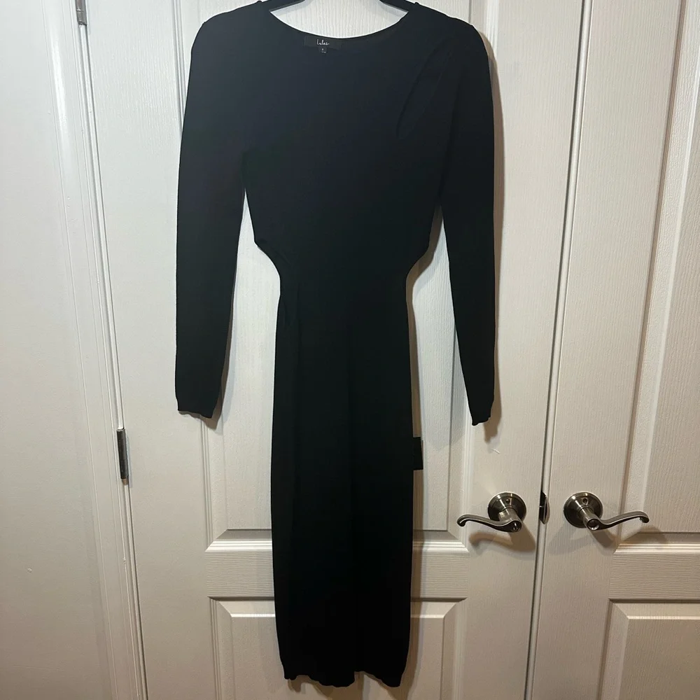 Lulu's Black Long Sleeve Sheath Dress with Cutout Details - Picture 15 of 16